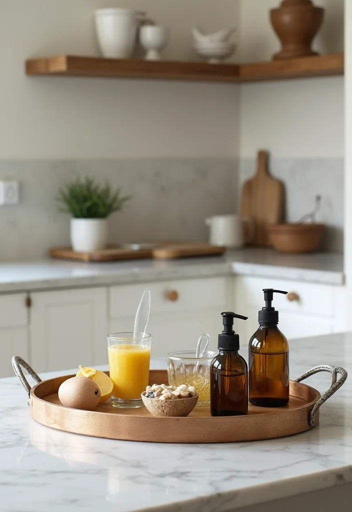 12 Kitchen Island Decor Ideas for Simple Polished Accents 12 12 Kitchen Island Decor Ideas for Simple Polished Accents - 2. Chic Serving Trays