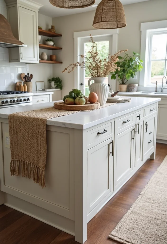 12 Kitchen Island Decor Ideas for Simple Polished Accents 89 12 Kitchen Island Decor Ideas for Simple Polished Accents - 9. Textured Runner