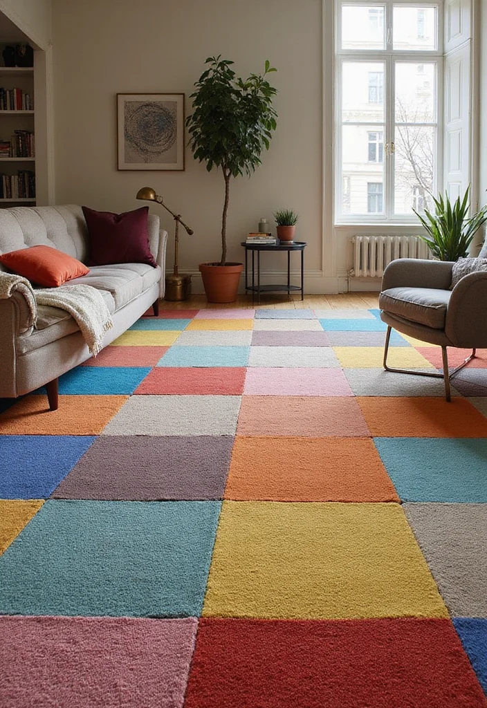 12 Living Room Flooring Ideas for Durable Stylish Comfort 7. Carpet Tiles for Versatility