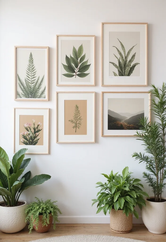 12 Picture Wall Ideas Bedroom for Meaningful Beautiful Displays 2. Nature Inspired Prints