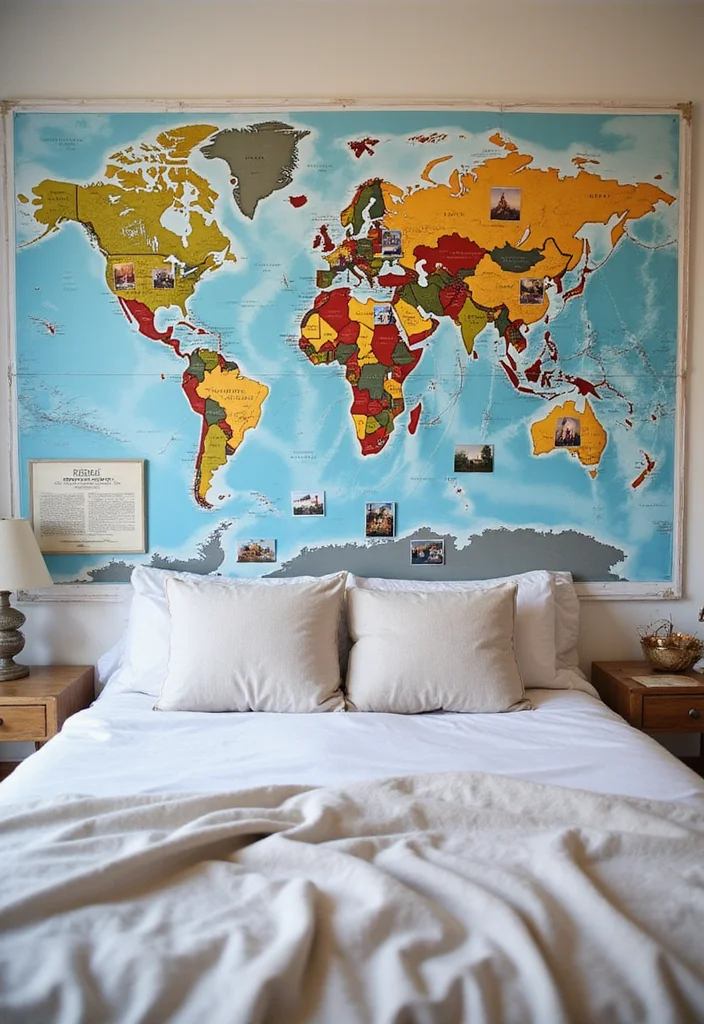 12 Picture Wall Ideas Bedroom for Meaningful Beautiful Displays 6. Travel Memories Wall