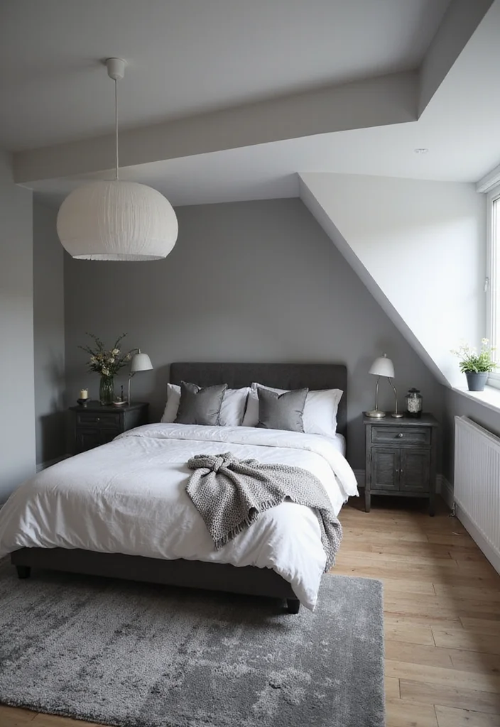 12 Slanted Ceiling Bedroom Ideas for Smart Stylish Layouts 56 12 Slanted Ceiling Bedroom Ideas for Smart Stylish Layouts 6. Monochrome Magic