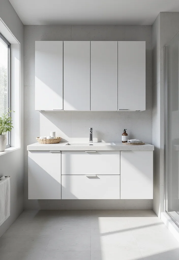 12 White Cabinet Bathroom Ideas for Bright Clean Timeless Looks 8. Floating Cabinets