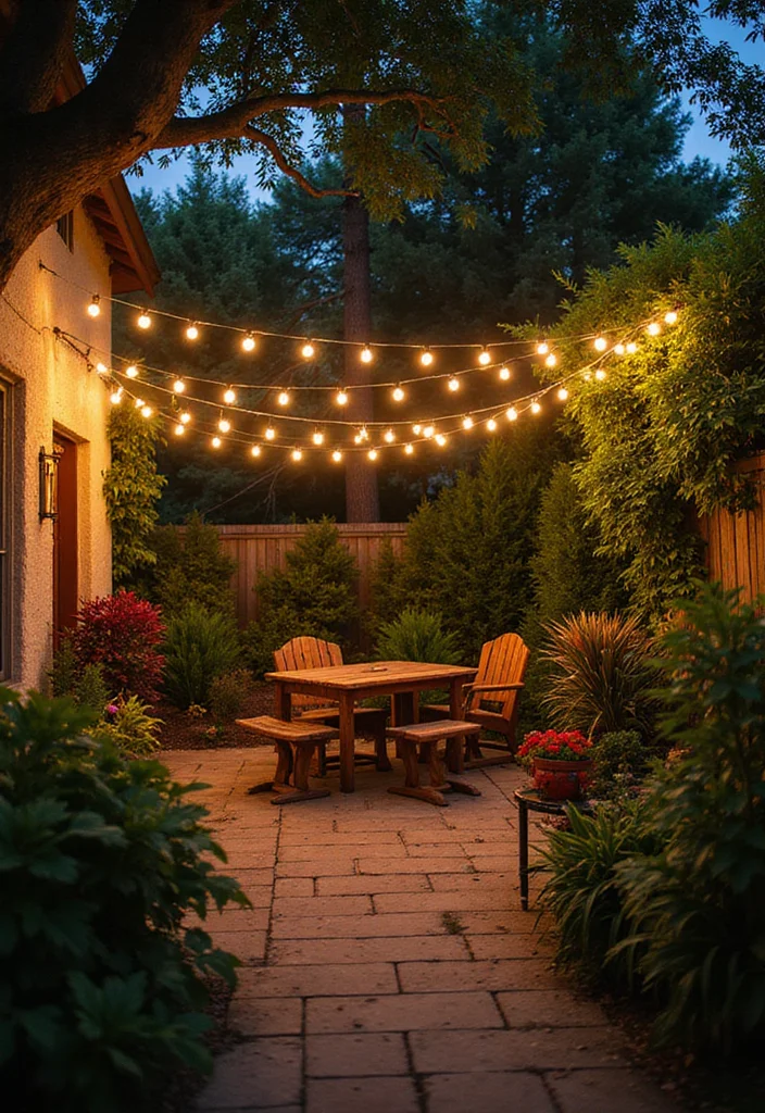 14 Backyard Landscape Ideas on a Budget for Beautiful Low Cost Style 13. Outdoor String Lights