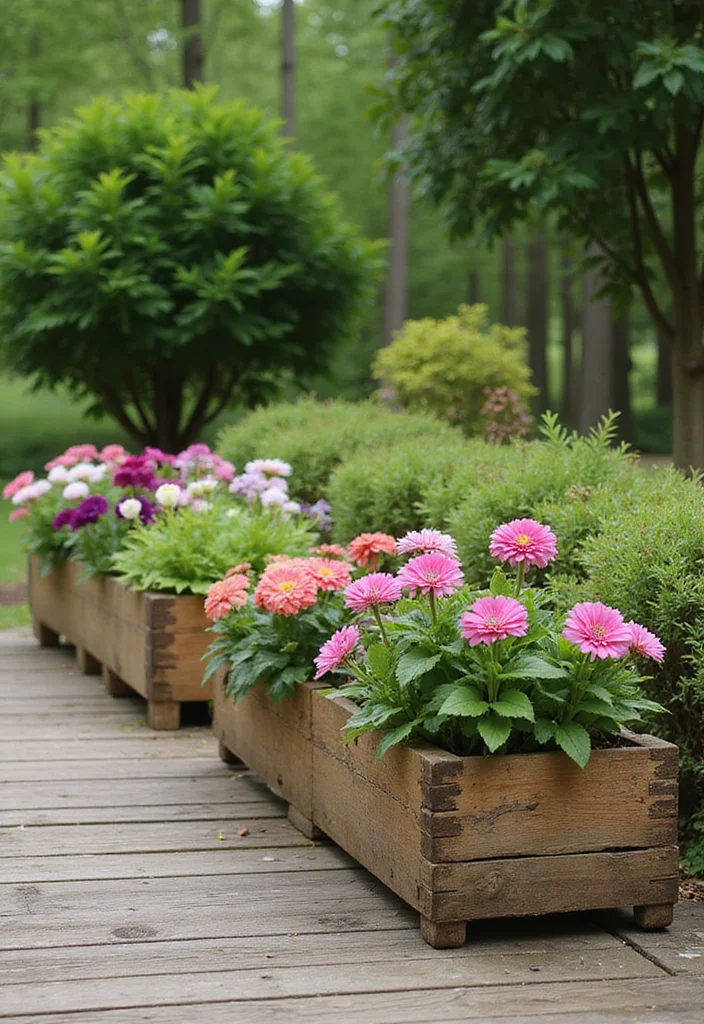 14 Backyard Landscape Ideas on a Budget for Beautiful Low Cost Style 9. Rustic Wood Planters