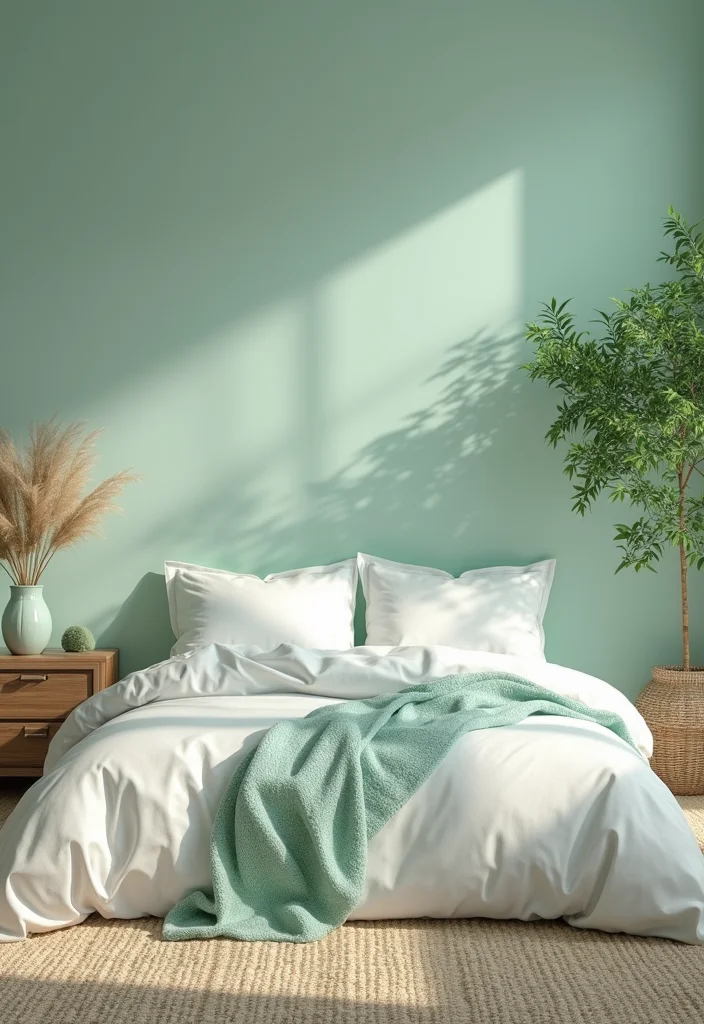 14 Bedroom Color Scheme Ideas for Calm Cohesive Style 122 14 Bedroom Color Scheme Ideas for Calm Cohesive Style - 12. Frosty Mint and Soft White