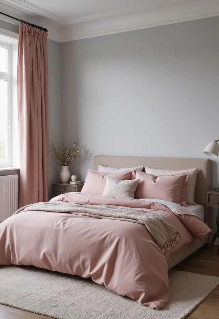 14 Bedroom Color Scheme Ideas for Calm Cohesive Style 89 14 Bedroom Color Scheme Ideas for Calm Cohesive Style - 9. Dusty Rose and Gray