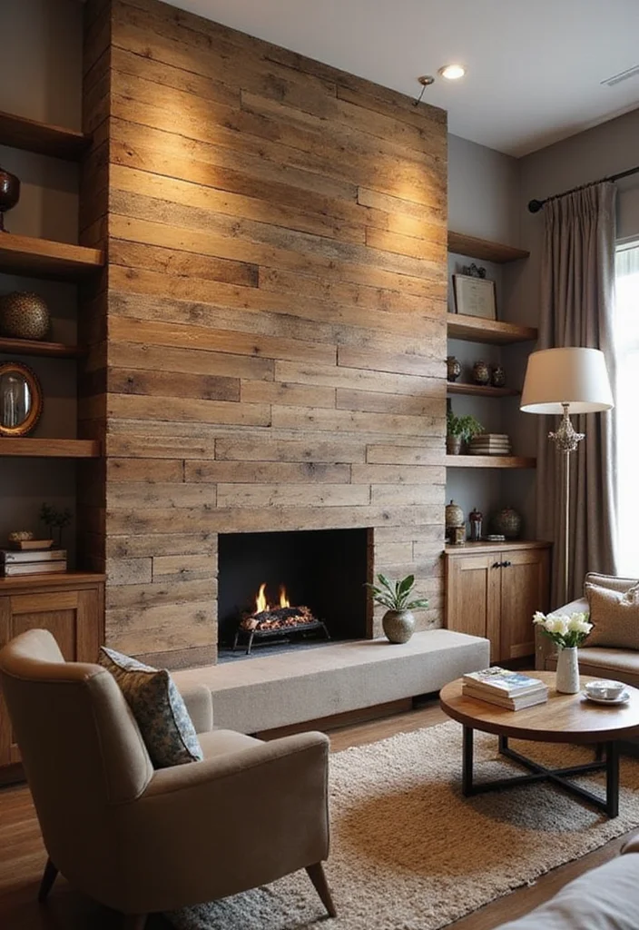 14 Brown Living Room Ideas for Cozy Rich Natural Warmth 1. Reclaimed Wood Accent Walls