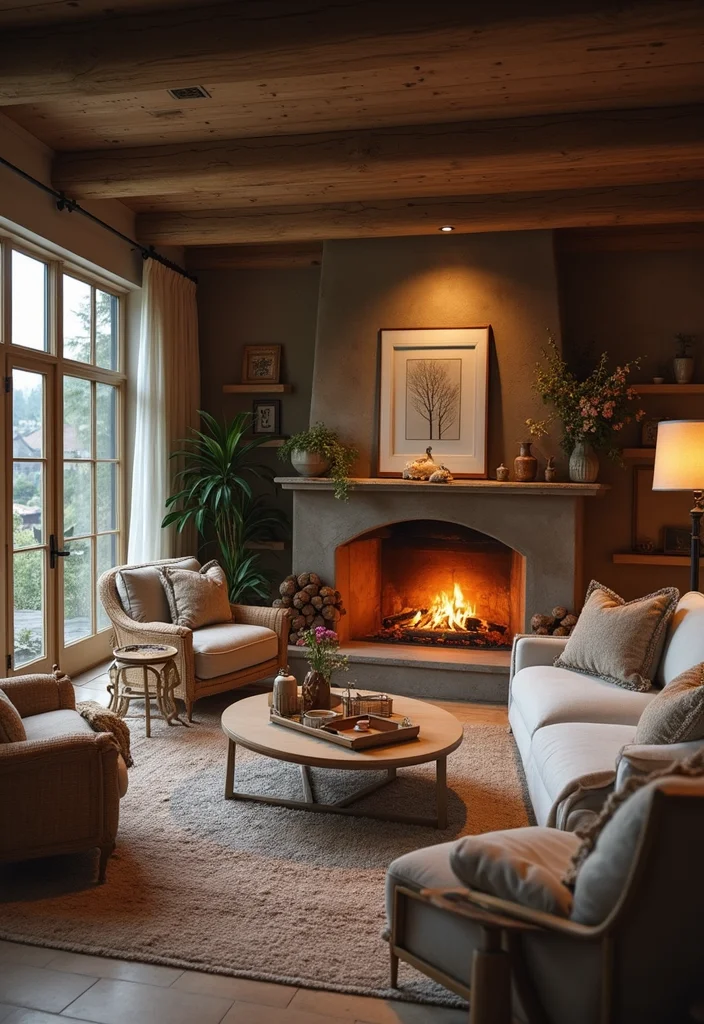 14 Brown Living Room Ideas for Cozy Rich Natural Warmth 13. Cozy Fireplace Settings