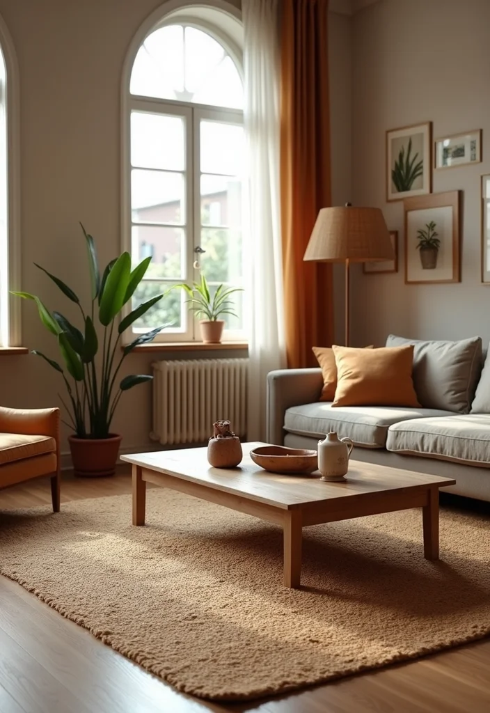 14 Brown Living Room Ideas for Cozy Rich Natural Warmth 3. Natural Fiber Rugs