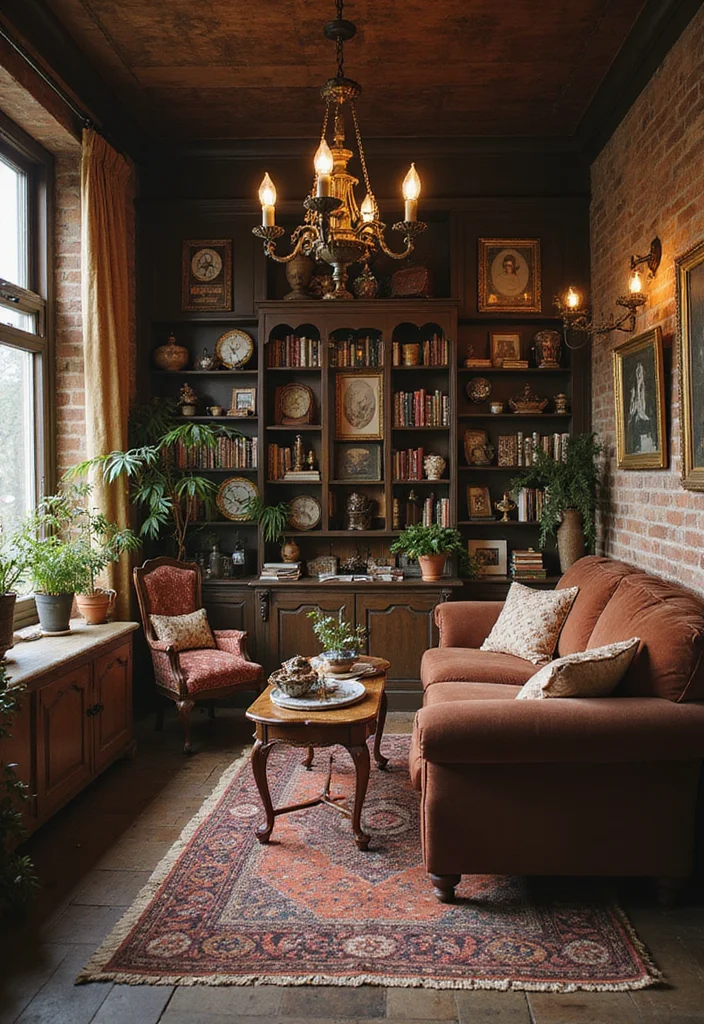 14 Brown Living Room Ideas for Cozy Rich Natural Warmth 8. Vintage and Antique Finds