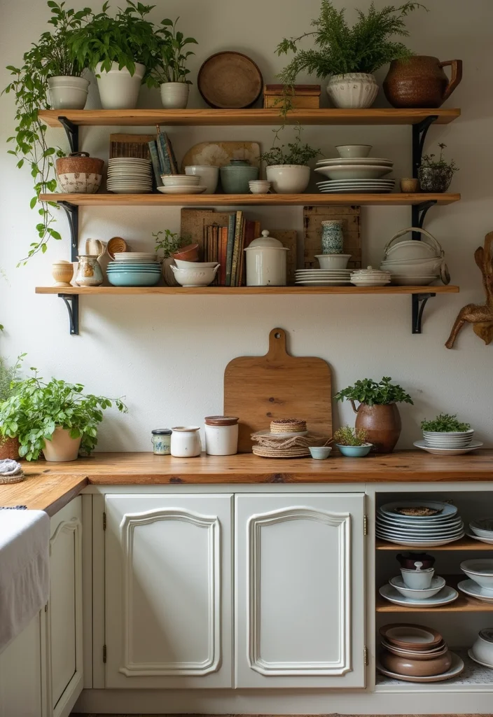 14 Classic Kitchen Ideas for Timeless Warm Functional Design 6. Open Shelving for Display
