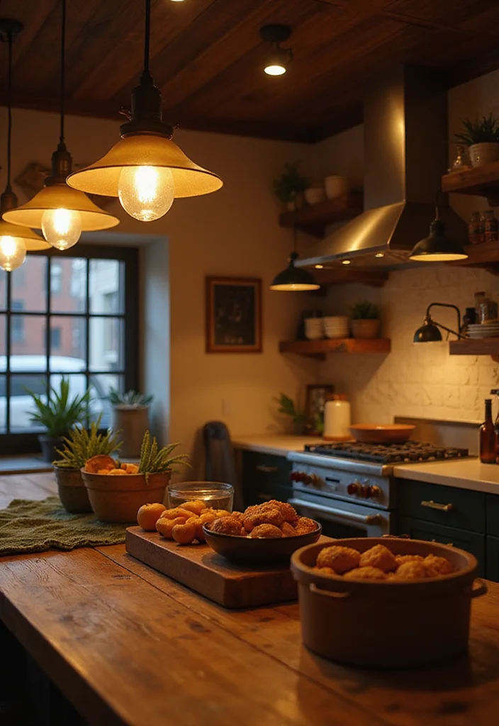 14 Classic Kitchen Ideas for Timeless Warm Functional Design 7. Vintage Lighting Fixtures