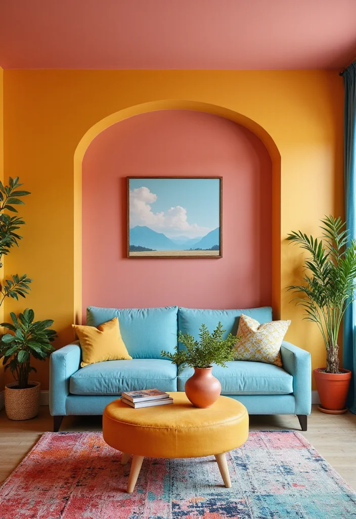 14 Colorful Living Room Ideas for Bright Cheerful Personality 11. Striking Color Combinations