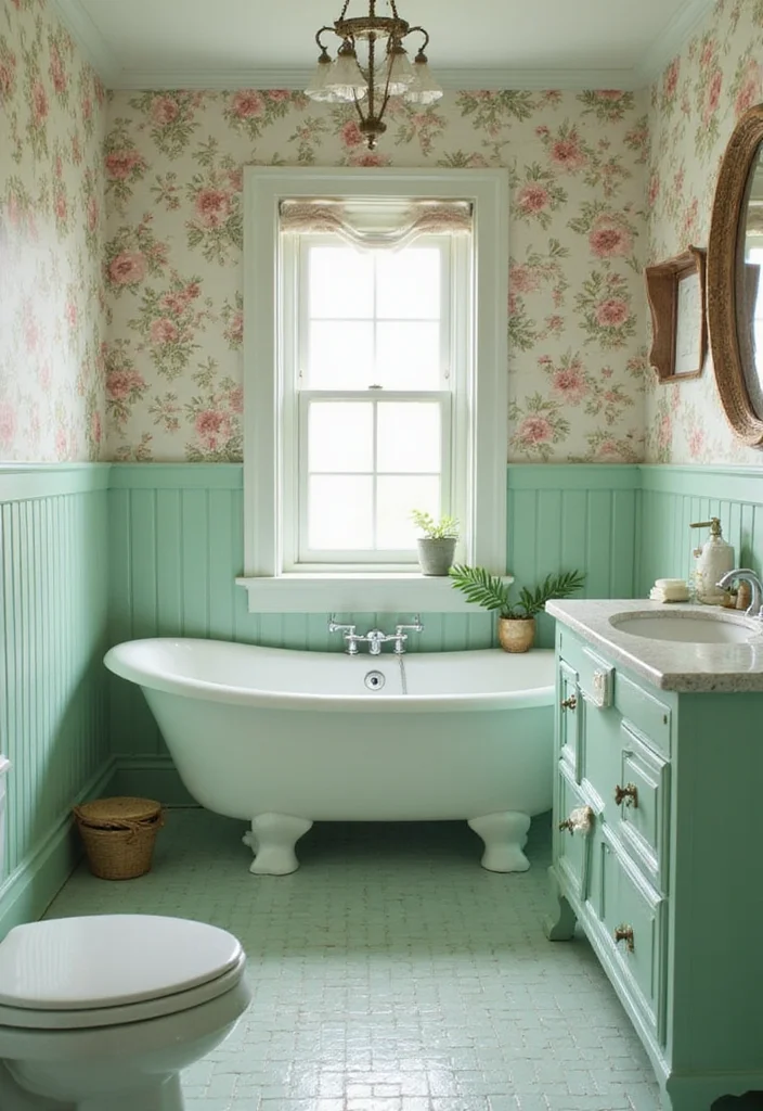14 Cottage Bathroom Ideas for Sweet Cozy Character Filled Charm 1. Soft Pastels for a Serene Vibe