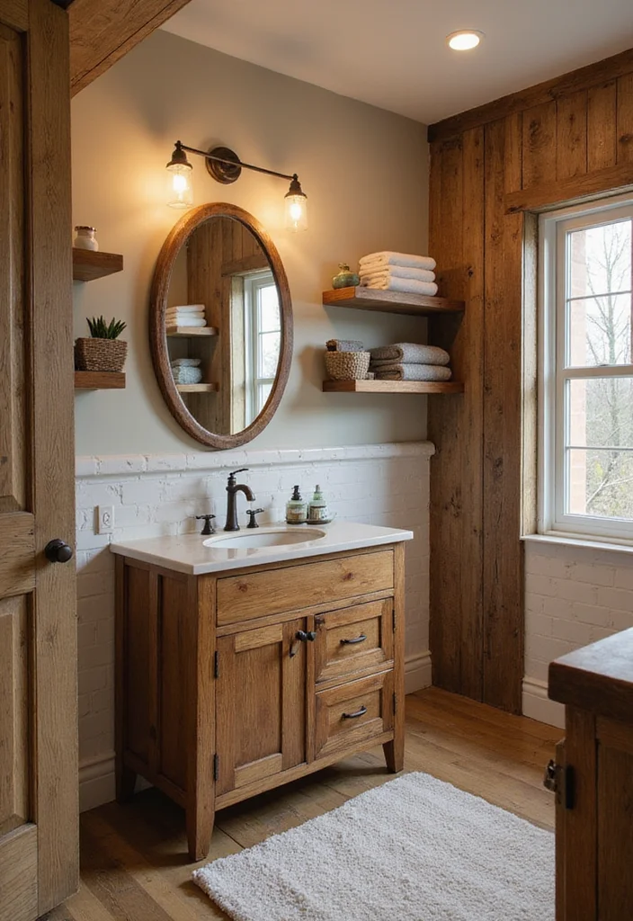 14 Cottage Bathroom Ideas for Sweet Cozy Character Filled Charm 7. Reclaimed Wood Accents