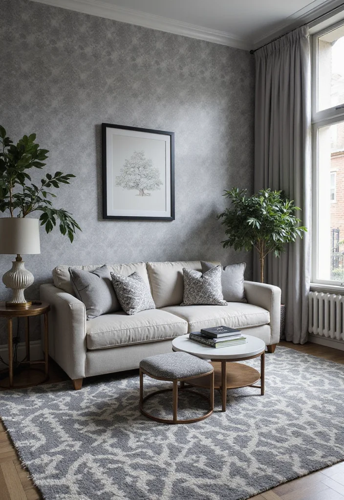 14 Gray Living Room Ideas for Soft Calm Modern Neutrality 100 14 Gray Living Room Ideas for Soft Calm Modern Neutrality - 10. Gray with Monochromatic Patterns