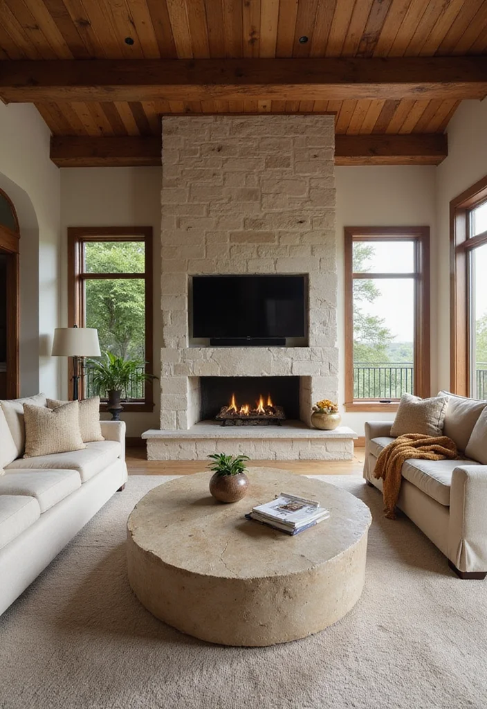 14 Gray Living Room Ideas for Soft Calm Modern Neutrality 111 14 Gray Living Room Ideas for Soft Calm Modern Neutrality - 11. Natural Elements: Stone and Wood