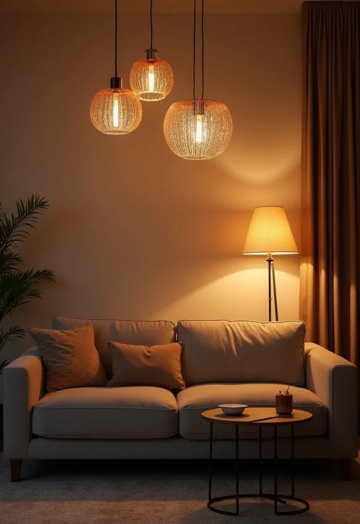 14 Gray Living Room Ideas for Soft Calm Modern Neutrality 122 14 Gray Living Room Ideas for Soft Calm Modern Neutrality - 12. Layered Lighting Fixtures