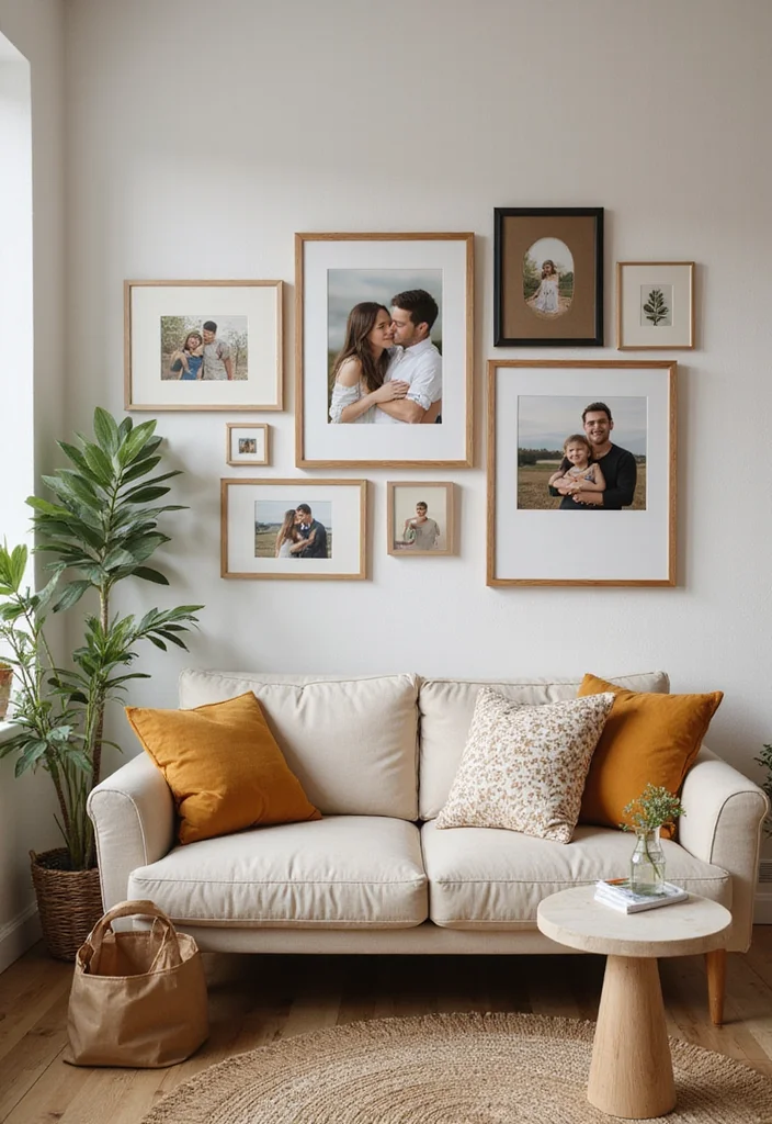 14 Gray Living Room Ideas for Soft Calm Modern Neutrality 144 14 Gray Living Room Ideas for Soft Calm Modern Neutrality - 14. Personal Touches with Family Photos