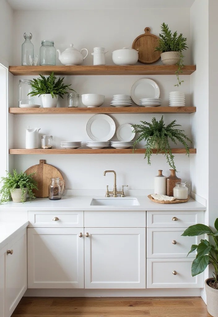 14 Kitchen Cabinet Ideas for Better Storage and Clean Style 4. Open Shelving Wonders