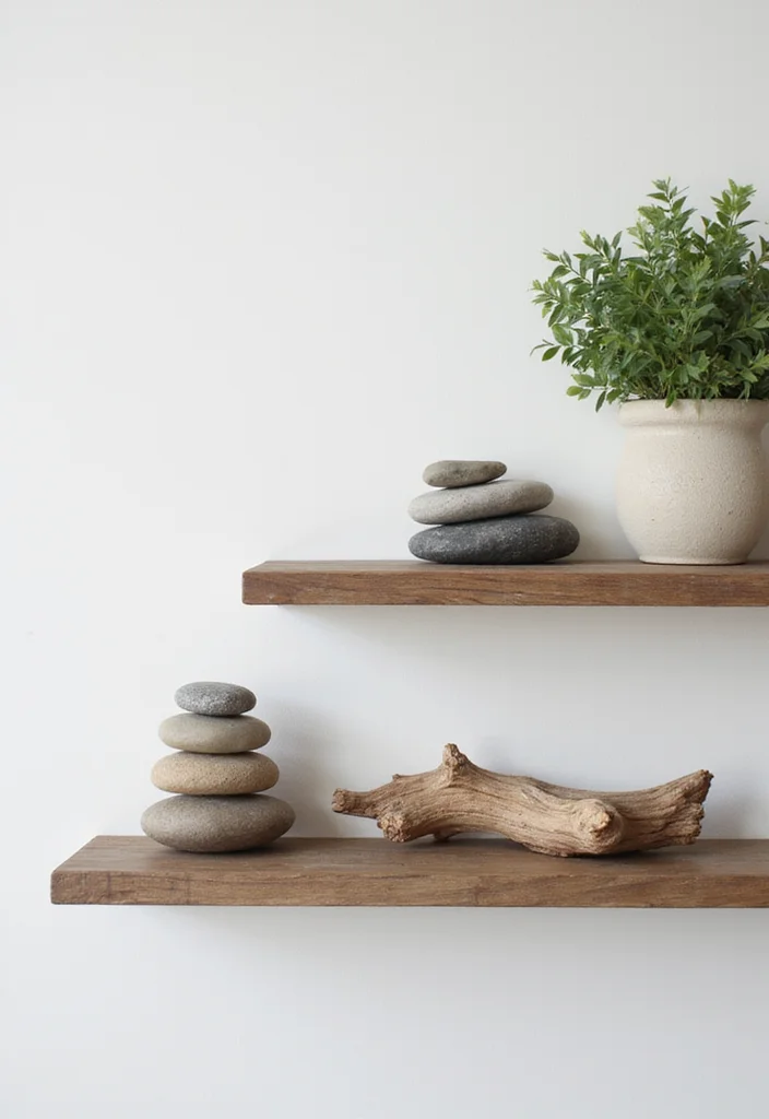 14 Living Room Shelf Decor Ideas for Clean Stylish Displays 45 14 Living Room Shelf Decor Ideas for Clean Stylish Displays 5. Natural Elements