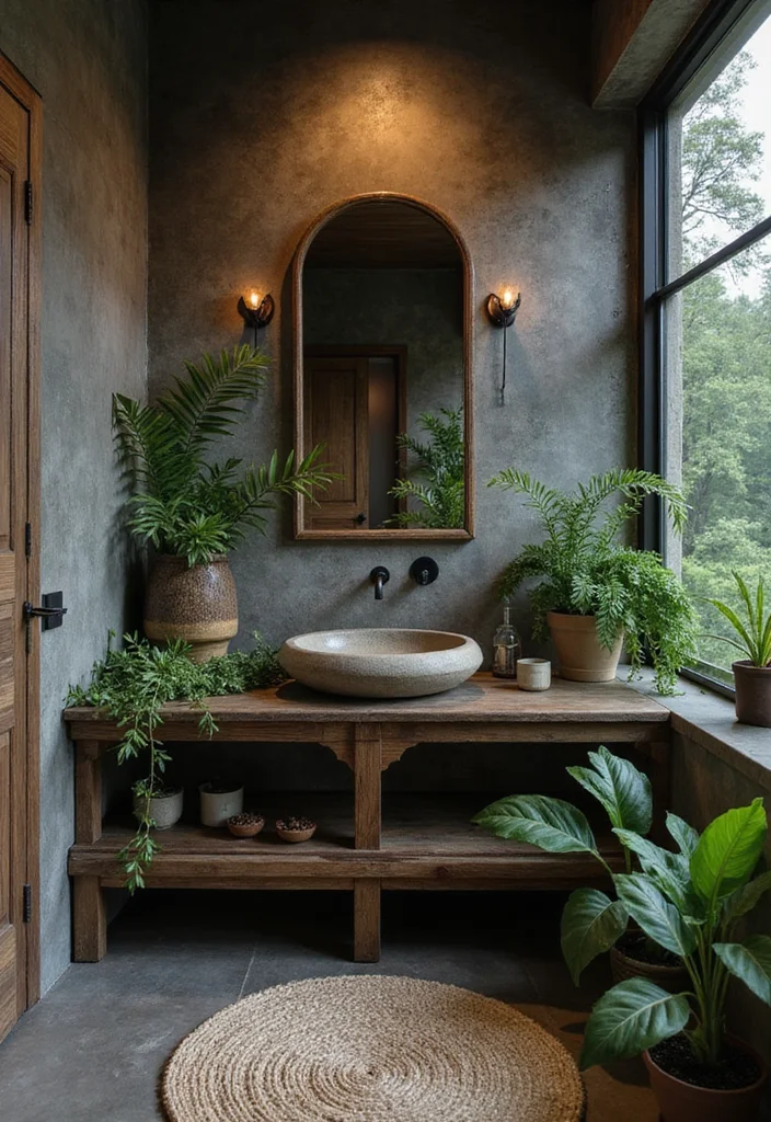 14 Moody Bathroom Ideas for Cozy Dramatic Relaxing Spaces 111 14 Moody Bathroom Ideas for Cozy Dramatic Relaxing Spaces 11. Nature Inspired Elements