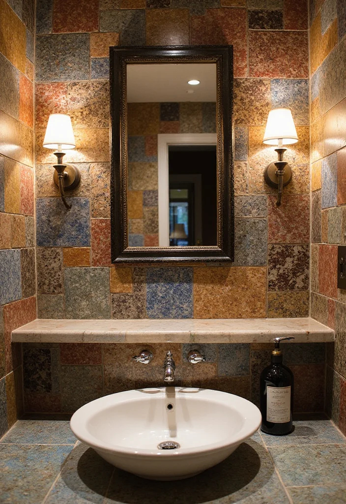 14 Moody Bathroom Ideas for Cozy Dramatic Relaxing Spaces 67 14 Moody Bathroom Ideas for Cozy Dramatic Relaxing Spaces 7. Artistic Tiles