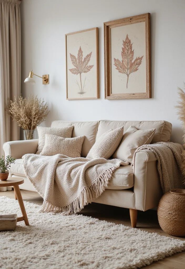14 Neutral Living Room Ideas for Warm Calm Timeless Style 5. Cozy Textures for Comfort