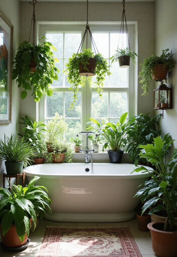 14 Pretty Bathroom Ideas for Soft Charming Fresh Style 100 14 Pretty Bathroom Ideas for Soft Charming Fresh Style - 10. Greenery Galore