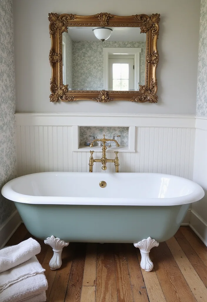 14 Pretty Bathroom Ideas for Soft Charming Fresh Style 23 14 Pretty Bathroom Ideas for Soft Charming Fresh Style - 3. Vintage Accents