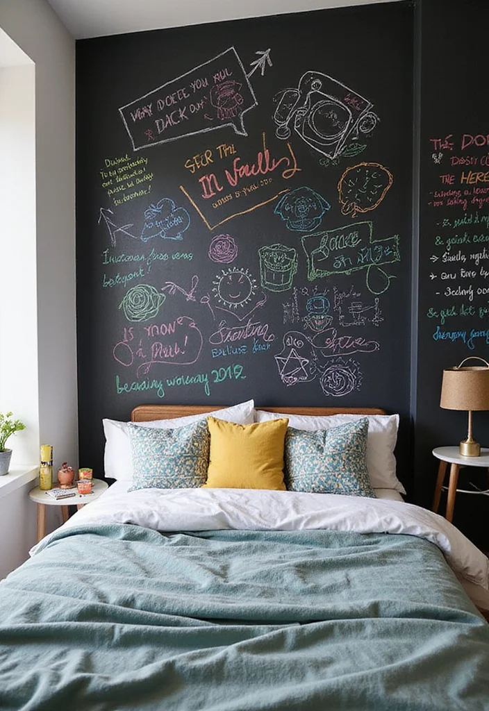 14 Teen Girl Bedroom Ideas for Trendy Pretty Functional Style 14. Interactive Chalkboard Wall