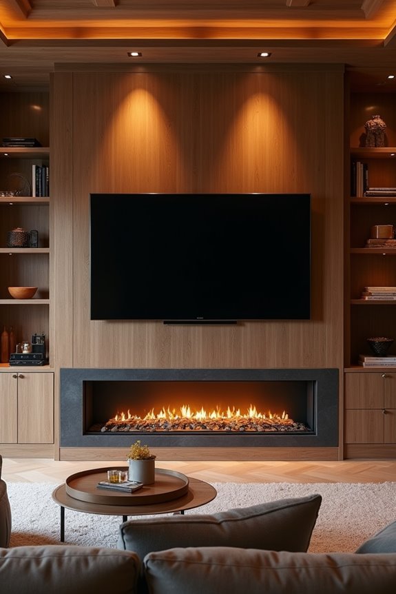 7 Smart Ways to Put Your TV in a Living Room With a Fireplace 2 built in shelves frame tv coexistence