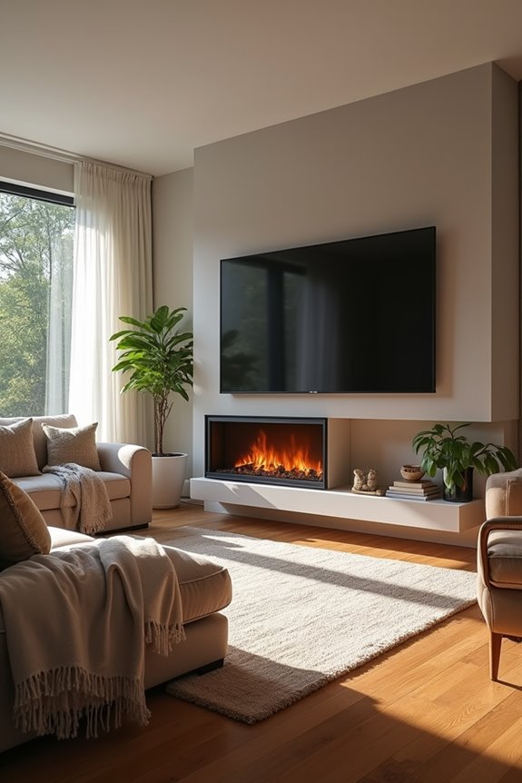 7 Smart Ways to Put Your TV in a Living Room With a Fireplace 4 corner fireplace adjacent tv wall
