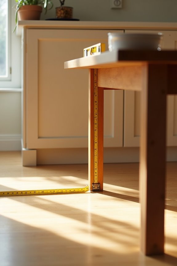 floor to underneath tabletop clearance