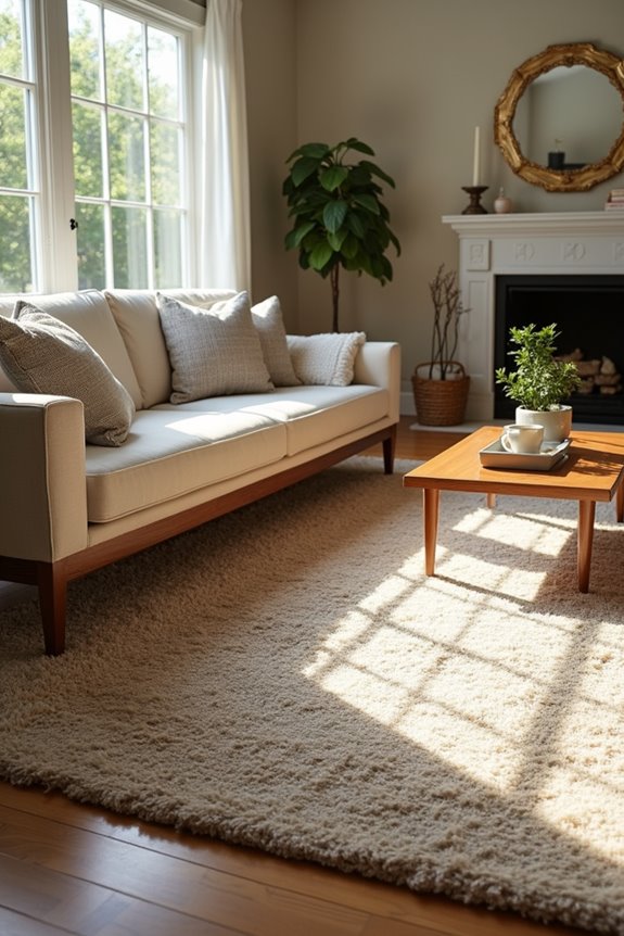 3 Tips for Choosing How Big Your Living Room Rug Should Be 1 front legs on rug balanced space