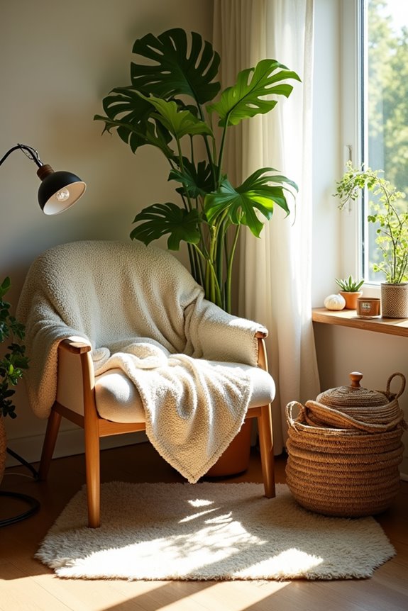 5 Things to Put in a Living Room Corner 4 layered textiles tall plant rug