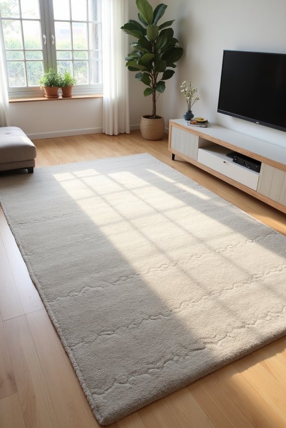 leave space from rug edges