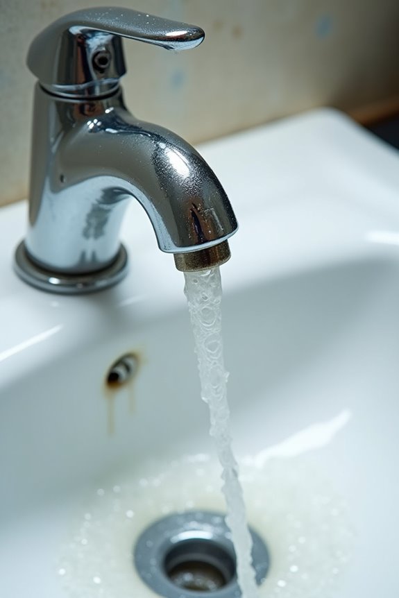 mineral buildup and leaks draining pressure