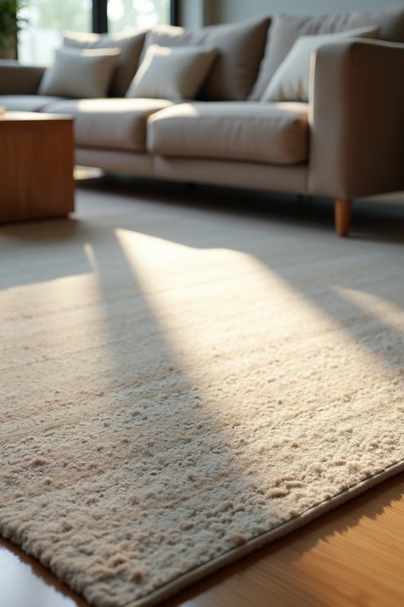 rug length aligns sofa