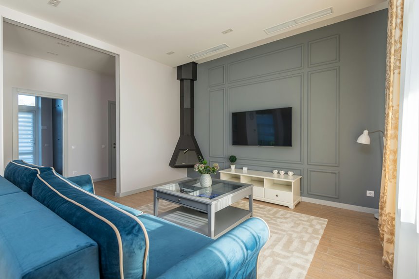 smart tv in living room fireplace