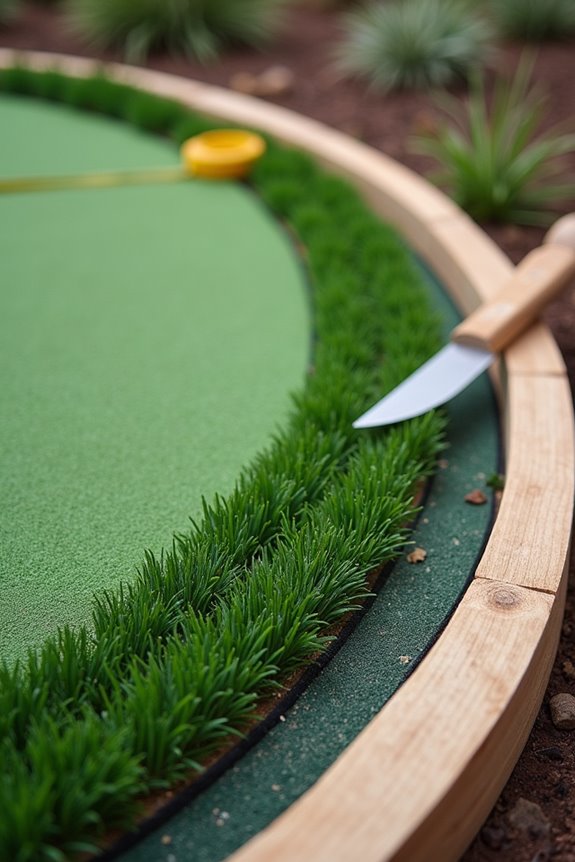 7 Steps to Build a DIY Backyard Putting Green 5 unroll align staple infill