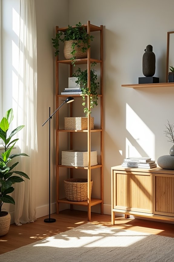 5 Things to Put in a Living Room Corner 2 vertical corner storage displays f30pv